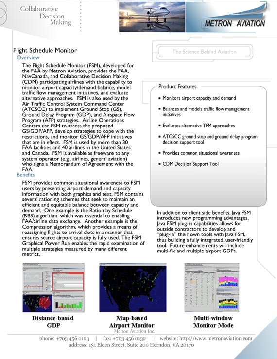 Metron Aviation Product Datasheets